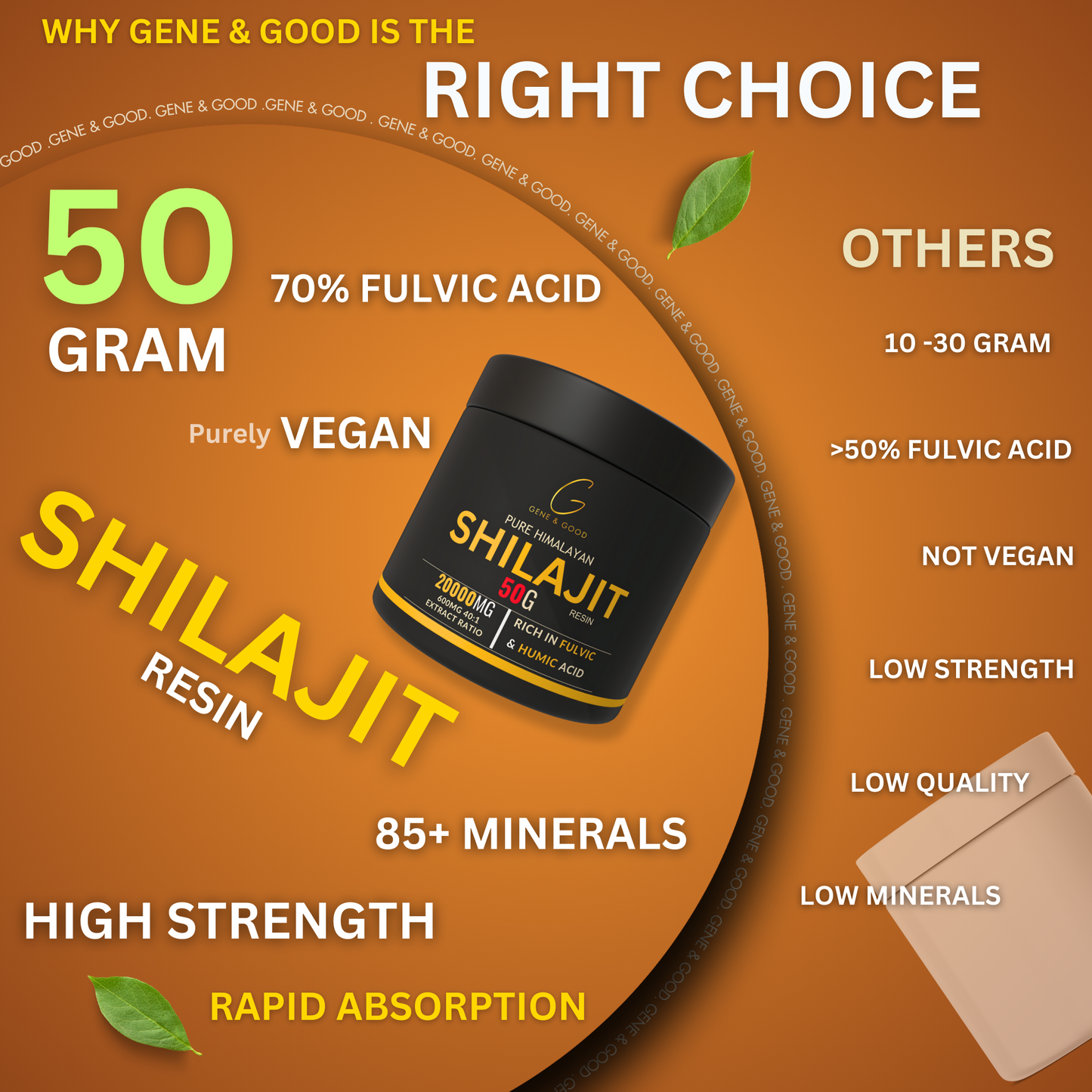 Gene & Good® Shilajit Resin – 50g | Pure Himalayan Shilajit | 3-Month Supply