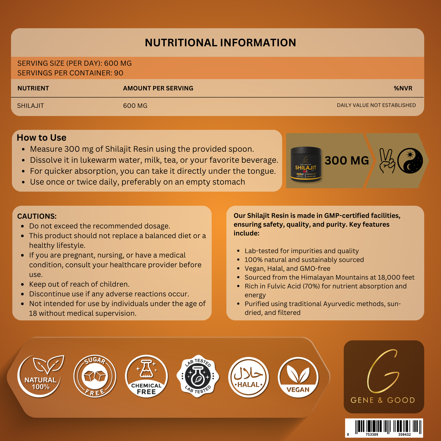 Gene & Good® Shilajit Resin – 50g | Pure Himalayan Shilajit | 3-Month Supply