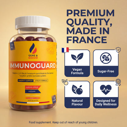 ImmunoGuard Immunity Gummies – Blueberry | Elderberry + Beta-Glucan | Vitamins C & D, Zinc & Selenium | Vegan Sugar-Free | 60 Gummies