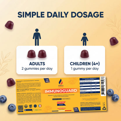 ImmunoGuard Immunity Gummies – Blueberry | Elderberry + Beta-Glucan | Vitamins C & D, Zinc & Selenium | Vegan Sugar-Free | 60 Gummies
