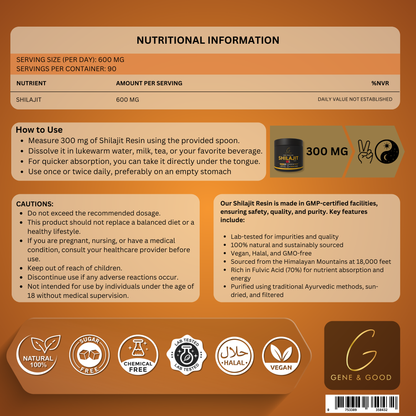 Gene & Good® Shilajit Resin – 50g | Pure Himalayan Shilajit | 3-Month Supply