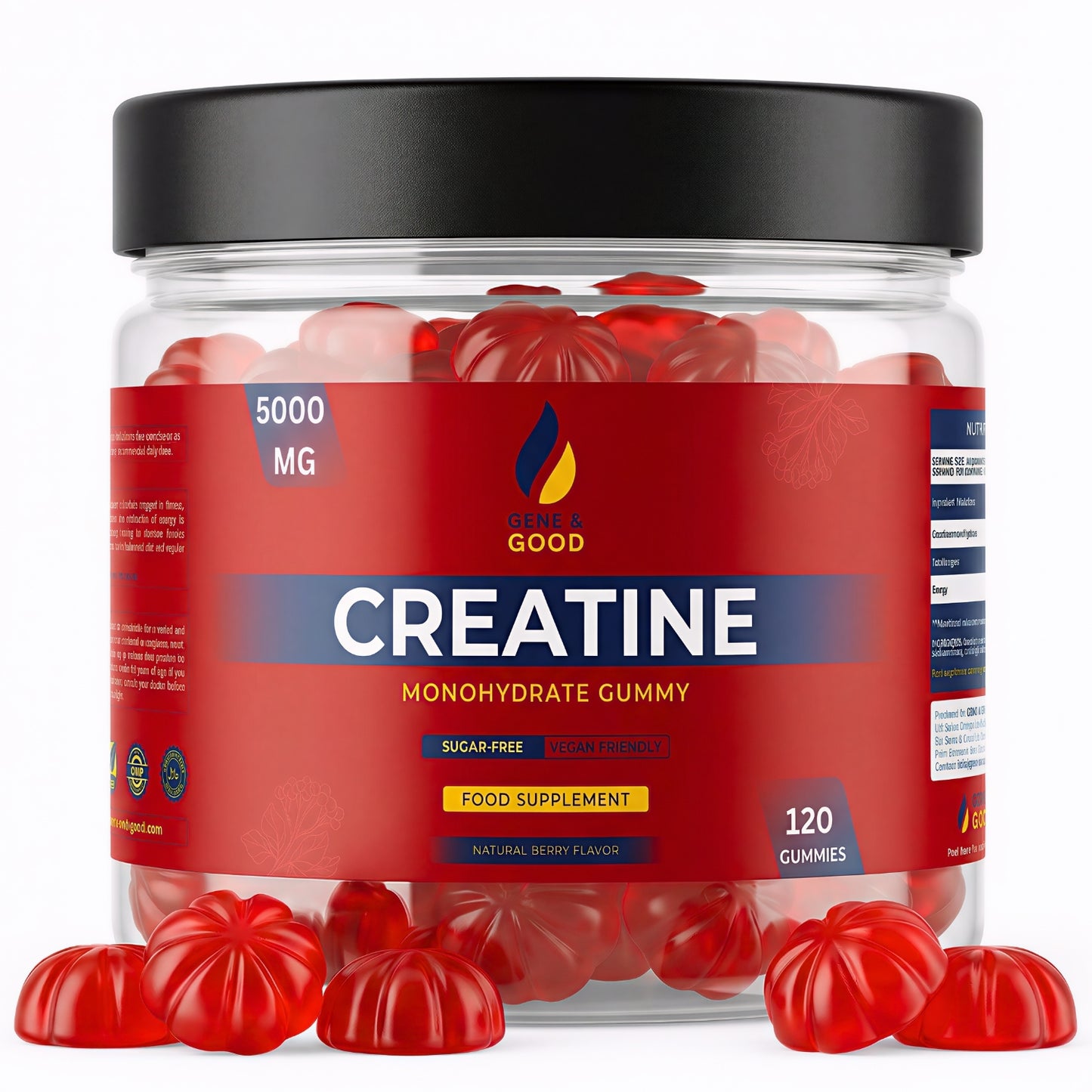 Gene & Good Creatine Monohydrate Gummies 5000mg mixed berry flavour in 120-gummy bottle
