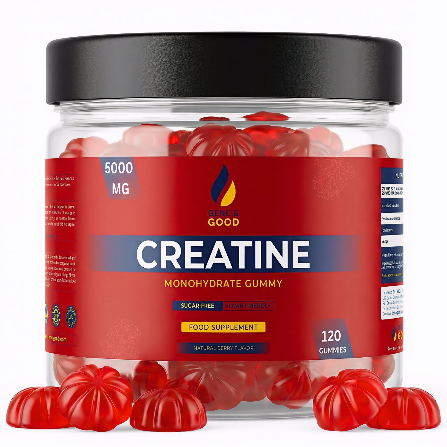 Gene & Good Creatine Monohydrate Gummies 5000mg mixed berry flavour in 120-gummy bottle