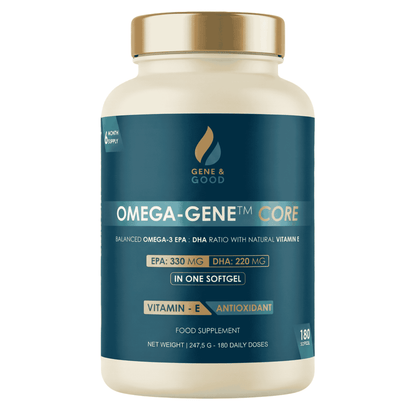 Omega-Gene™ Core – Premium Omega-3 Fish Oil with Vitamin E | 550 mg EPA+DHA | 180 Softgels | Heart, Brain & Vision Support